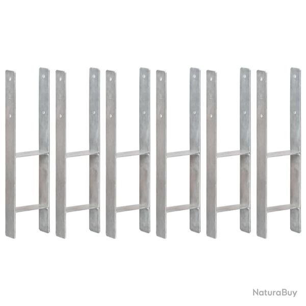 Piquets de cl�ture 6 pcs Argent� 14x6x60 cm Acier galvanis�
