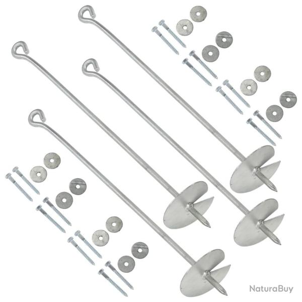 Ancres de terre 4 pcs 10x60 cm Mtal galvanis alsavelo