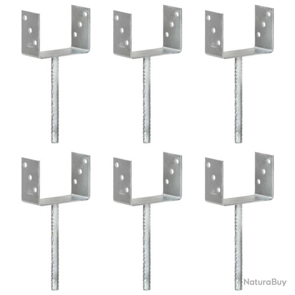 Piquets de cl�ture 6 pcs Argent� 14x6x30 cm Acier galvanis� alsavelo