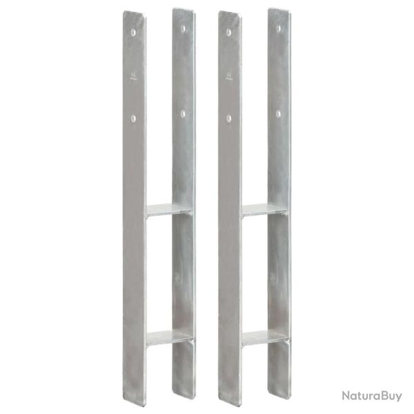 Piquets de cl�ture 2 pcs Argent� 8x6x60 cm Acier galvanis�