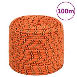 Corde de bateau Orange 8 mm 100 m Polypropyl&egrave;ne
