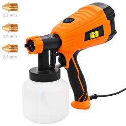 Pistolet &agrave; peinture &eacute;lectrique et 3 tailles de buses 500W 800ml