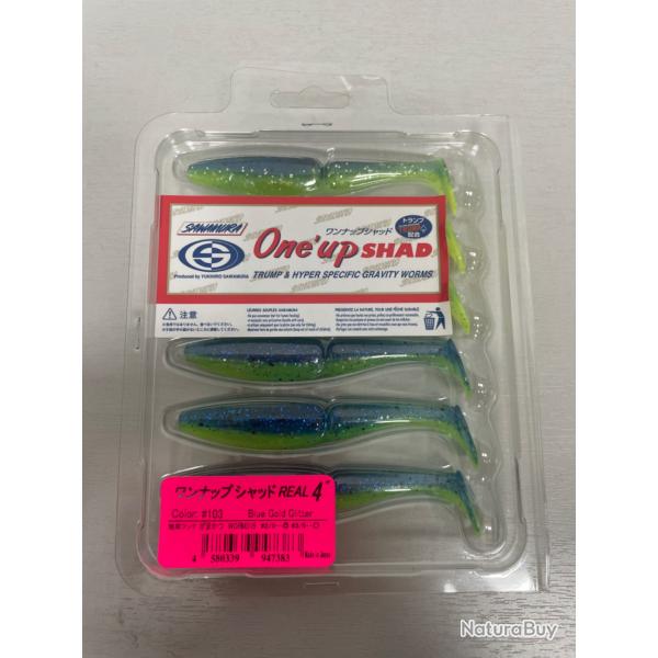 !! NEUF !! LEURRE ONE UP SHAD 4'� COL BLUE GOLD GLITTER