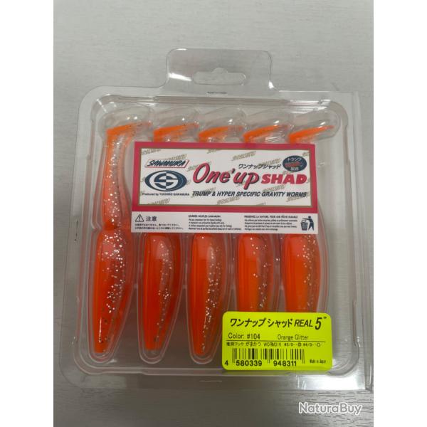 !! NEUF !! LEURRE ONE UP SHAD 5'� COL ORANGE GLITTER