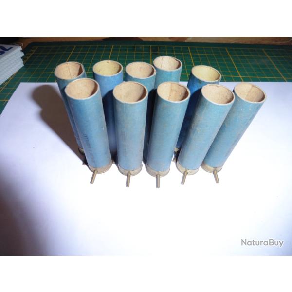 Lot 14 de 10 tubes de cartouches de chasse  broche calibre 24