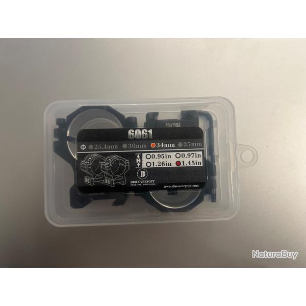 Collier de montage haut pour rail picatinny 20mm diam�tre 34mm AL6061 usin�