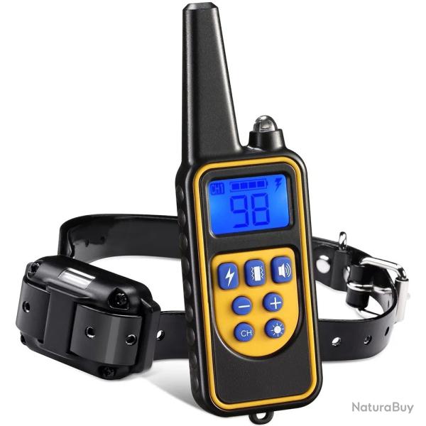 Collier de dressage pour chien rechargeable tanche 800M
