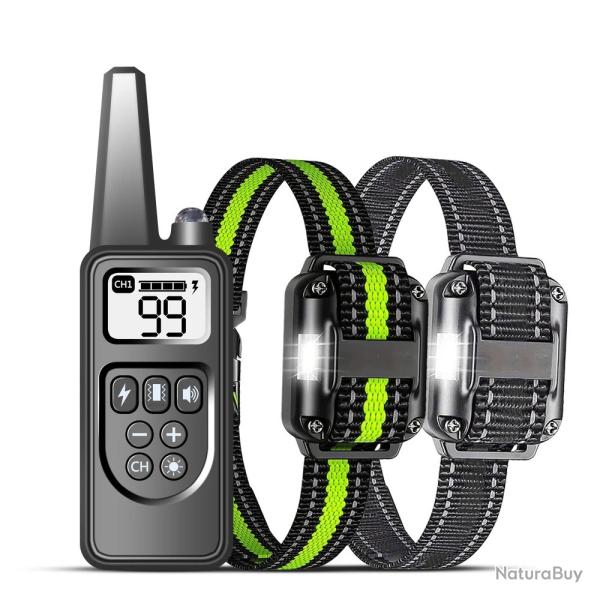 Collier anti-choc pour chien avec tlcommande-VERT ET NOIR -LIVRAISON GRATUITE !