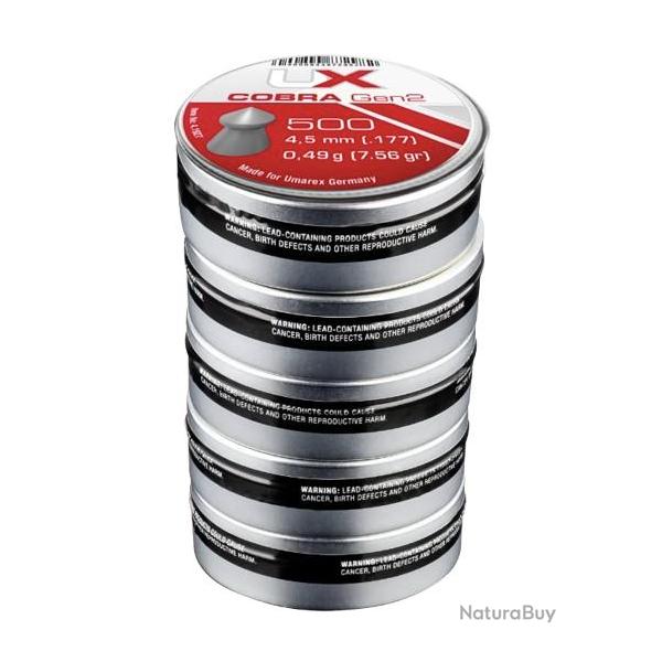 PLOMB POINTU UX COBRA GEN2 CAL 4.5 MM 0.49G CDTNMT 5X500