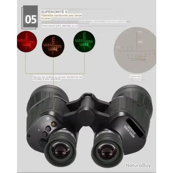 jumelles � mise au point automatique t�l�m�trie coordonn�e avec lampe tricolore ! 20x50