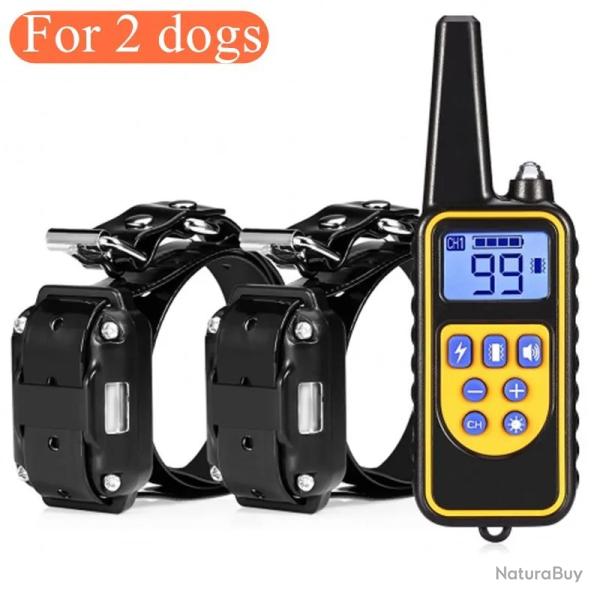 Collier d'entranement pour chiens E Rechargeable avec bip - 2 CHIENS -NOIR- 800M