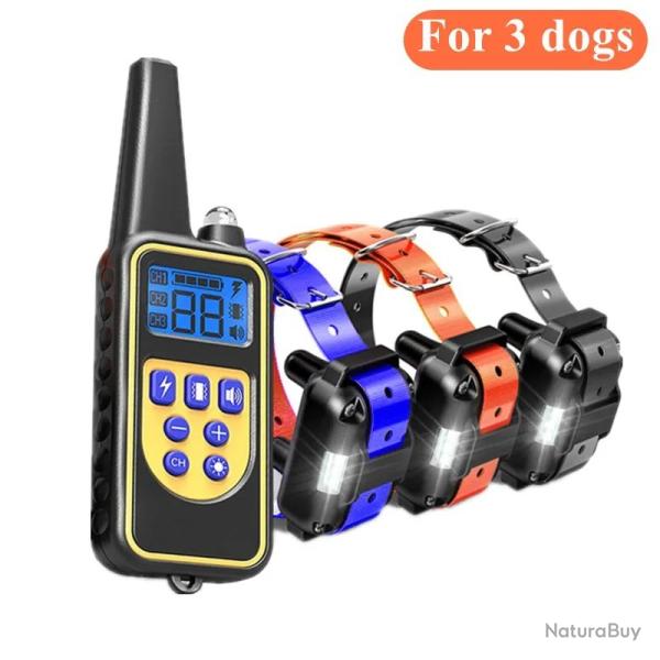Collier d'entranement pour chiens E Rechargeable avec bip - 3 CHIENS -ORANGE-  800M