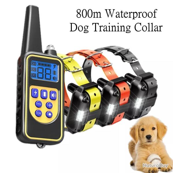 Collier d'entranement pour chiens E Rechargeable avec bip - 3 CHIENS -JAUNE-  800M