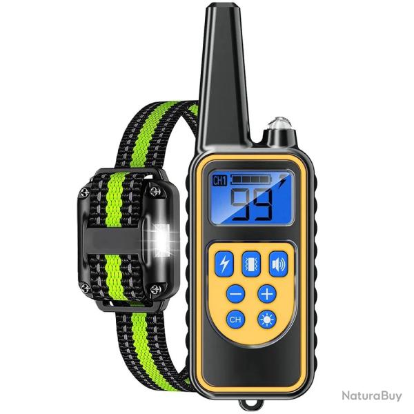 Collier de dressage �lectrique pour chien, 800m, d�tachable, Rechargeable -VERT- LIVRAISON GRATUITE