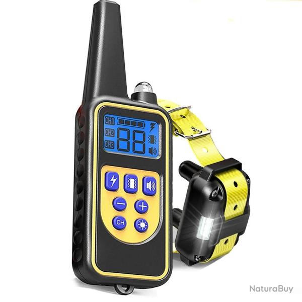 Collier de dressage lectrique pour chien, 800m, dtachable, Rechargeable -JAUNE-