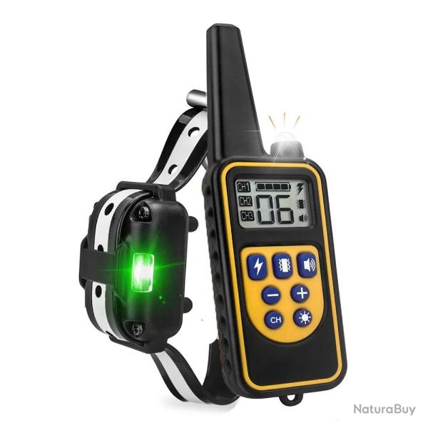 Collier de dressage lectrique pour chien, 800m, dtachable, Rechargeable -REFLECHISSANT-