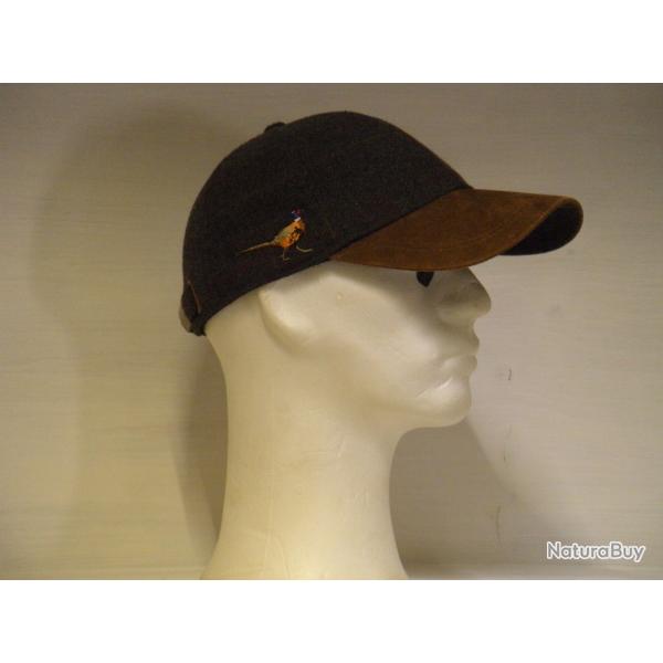 CASQUETTE TWEED VERTE , Motif: Faisan.