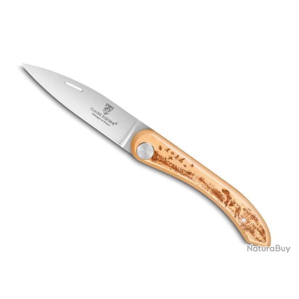 COUTEAU DOZORME CAPUCIN BUIS SCENE DE CHASSE 12,5CM INOX