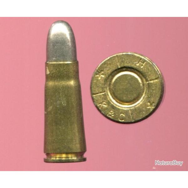 6.5 mm Bergmann nA avec gorge Mle 1896 - RARE - marquage : H/*/K&C/*/ - balle nickel
