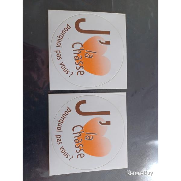 Autocollant j'aime la chasse x2