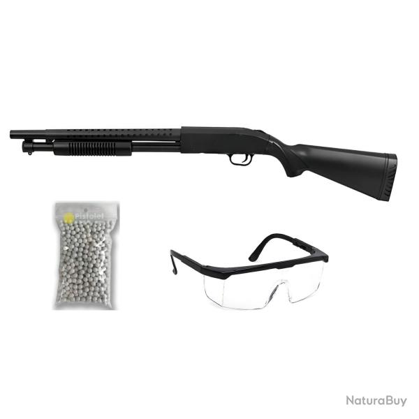 Pack airsoft Fusil � pompe SWAT / Mod�le � Ressort / Plastique et M�tal / Livr� avec Accessoires