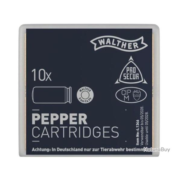 CART 9 MM PA GAZ PEPPER "WALTHER" X10