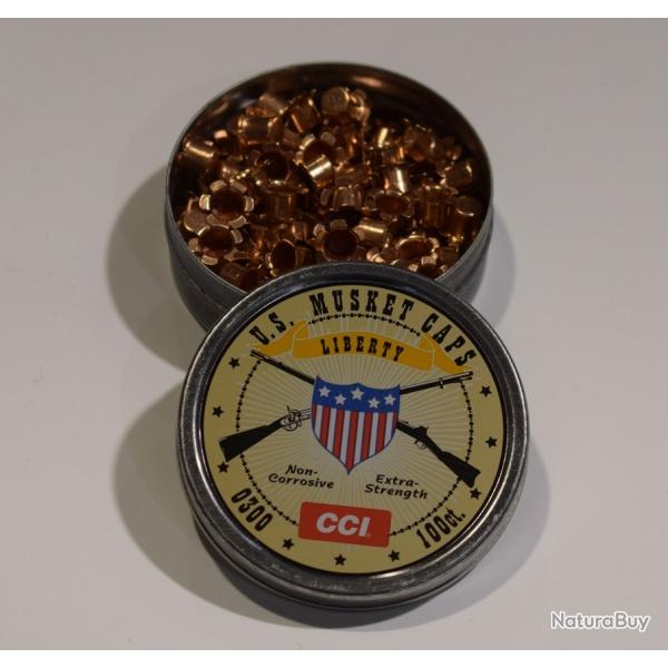 boite 100 amorces poudre noire CCI MUSKET collector 6 aillettes pour fusil CCI0300