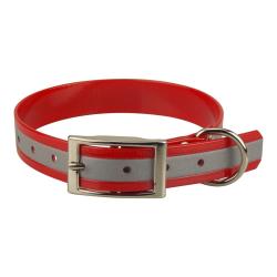 Collier biothane r&eacute;fl&eacute;chissant 25mm avec gravure - jokidog Rouge 55 cm
