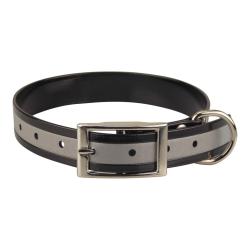 Collier biothane r&eacute;fl&eacute;chissant 25mm avec gravure - jokidog Noir 55 cm