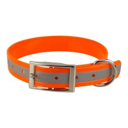 Collier biothane r&eacute;fl&eacute;chissant 25mm avec gravure - jokidog 55 cm orange