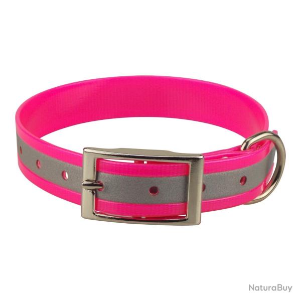 Collier biothane r�fl�chissant 25mm avec gravure - jokidog Rose 55 cm