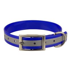 Collier biothane r&eacute;fl&eacute;chissant 25mm avec gravure - jokidog Bleu 60 cm