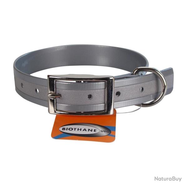 Collier biothane r�fl�chissant 25mm avec gravure - jokidog 55 cm gris