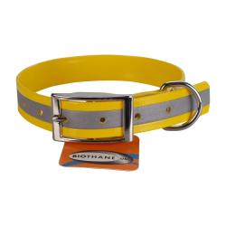 Collier biothane r&eacute;fl&eacute;chissant 25mm avec gravure - jokidog 60 cm jaune oeuf