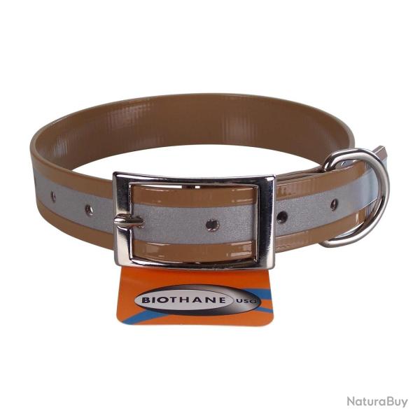 Collier biothane r�fl�chissant 25mm avec gravure - jokidog 55 cm Marron clair