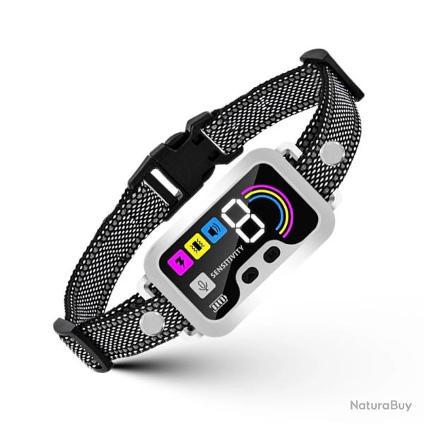 Collier Anti-Aboiement Rechargeable, Intelligent, avec 5 modes -BLANC- LIVRAISON GRATUITE !!