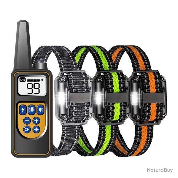 Collier de dressage pour 3 chiens avec tlcommande tanche IP67, 1600M- LIVRAISON GRATUITE !!