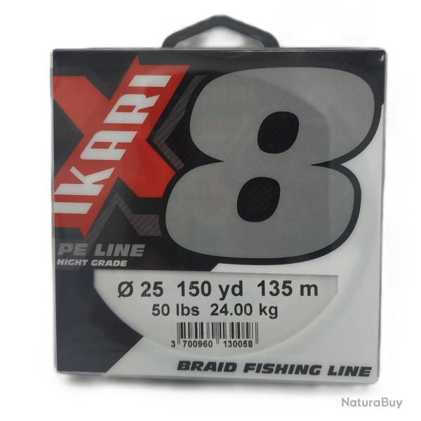 Tresse Ikari X8 Grise 135m 0.12mm/11kg