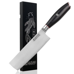 Wusaki N17 - Couteau Nakiri - L&eacute;gumes - Black 10CR Lame San Mai 17cm