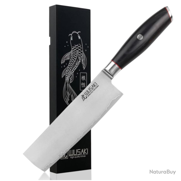 Wusaki N17 - Couteau Nakiri - Lgumes - Black 10CR Lame San Mai 17cm