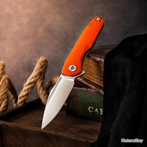 Couteau TRIVISA Antliae 03O Orange Lame 14C28N Manche G-10 IKBS Linerlock TVTY23OG14