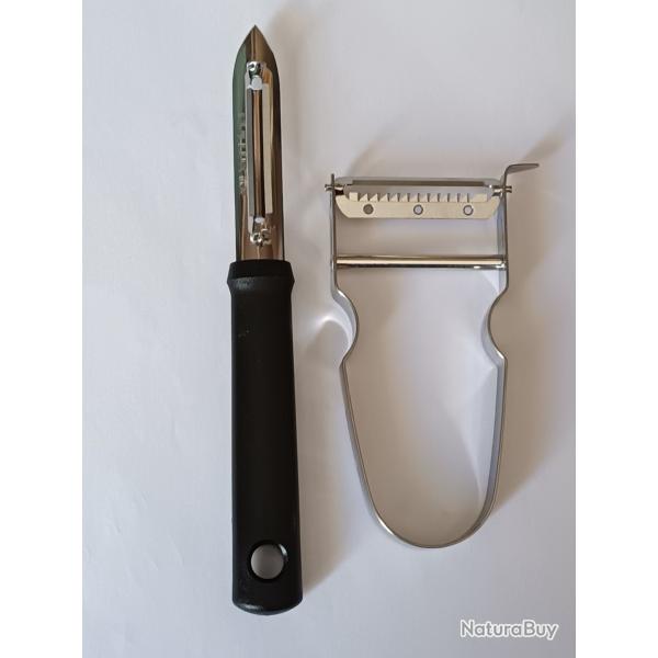 LOT EPLUCHEUR INOX + COUTEAU A JULIENNE INOX