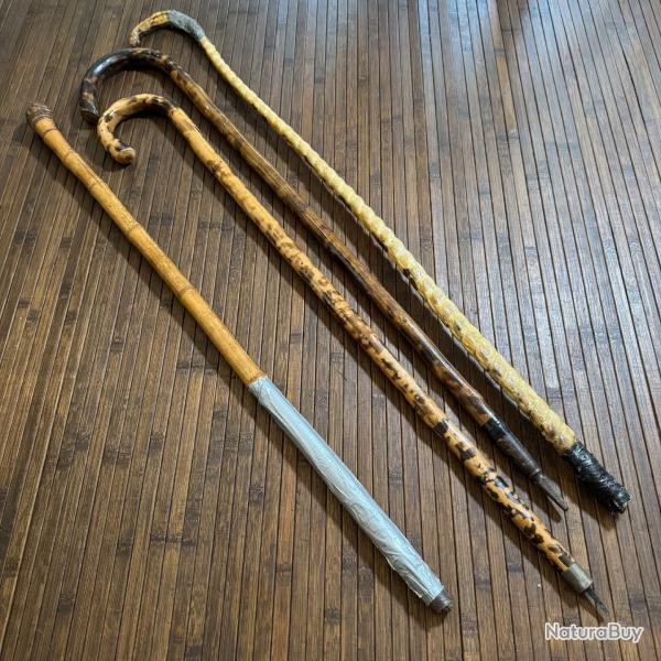 LOT DE 4 CANNES D�FENSE ET MARCHE