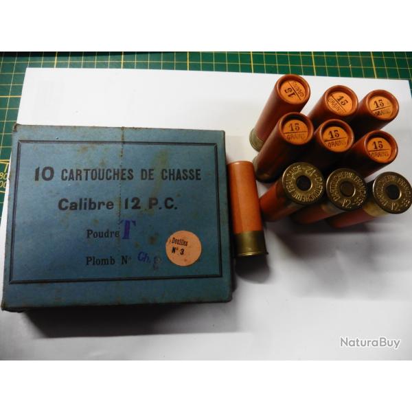 Ancienne boite de 10 cartouches calibre 12 - 15 grains - Cartoucherie Fran�aise