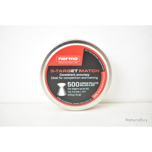 10 Boites de plombs 0,53g Norma S-Target Match cal. 4,5