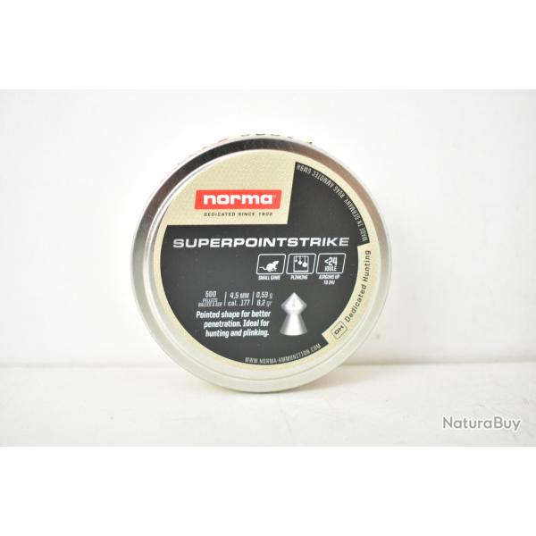 10 Boites de plombs 0,53g Norma Super Point Strike cal. 4,5