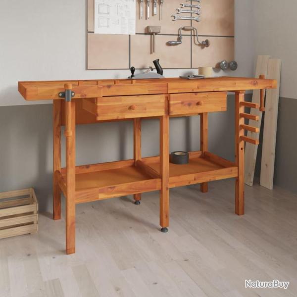 �tabli avec tiroirs et �taux 162x62x83 cm Bois massif d'acacia alsavelo