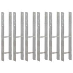 Piquets de cl&ocirc;ture 6 pcs Argent&eacute; 10x6x60 cm Acier galvanis&eacute;