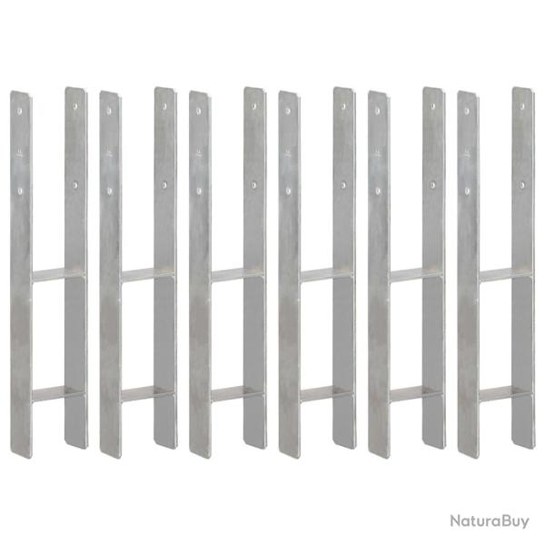 Piquets de cl�ture 6 pcs Argent� 10x6x60 cm Acier galvanis�