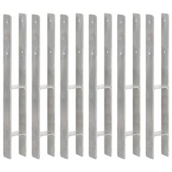 Piquets de cl&ocirc;ture 6 pcs Argent&eacute; 7x6x60 cm Acier galvanis&eacute;